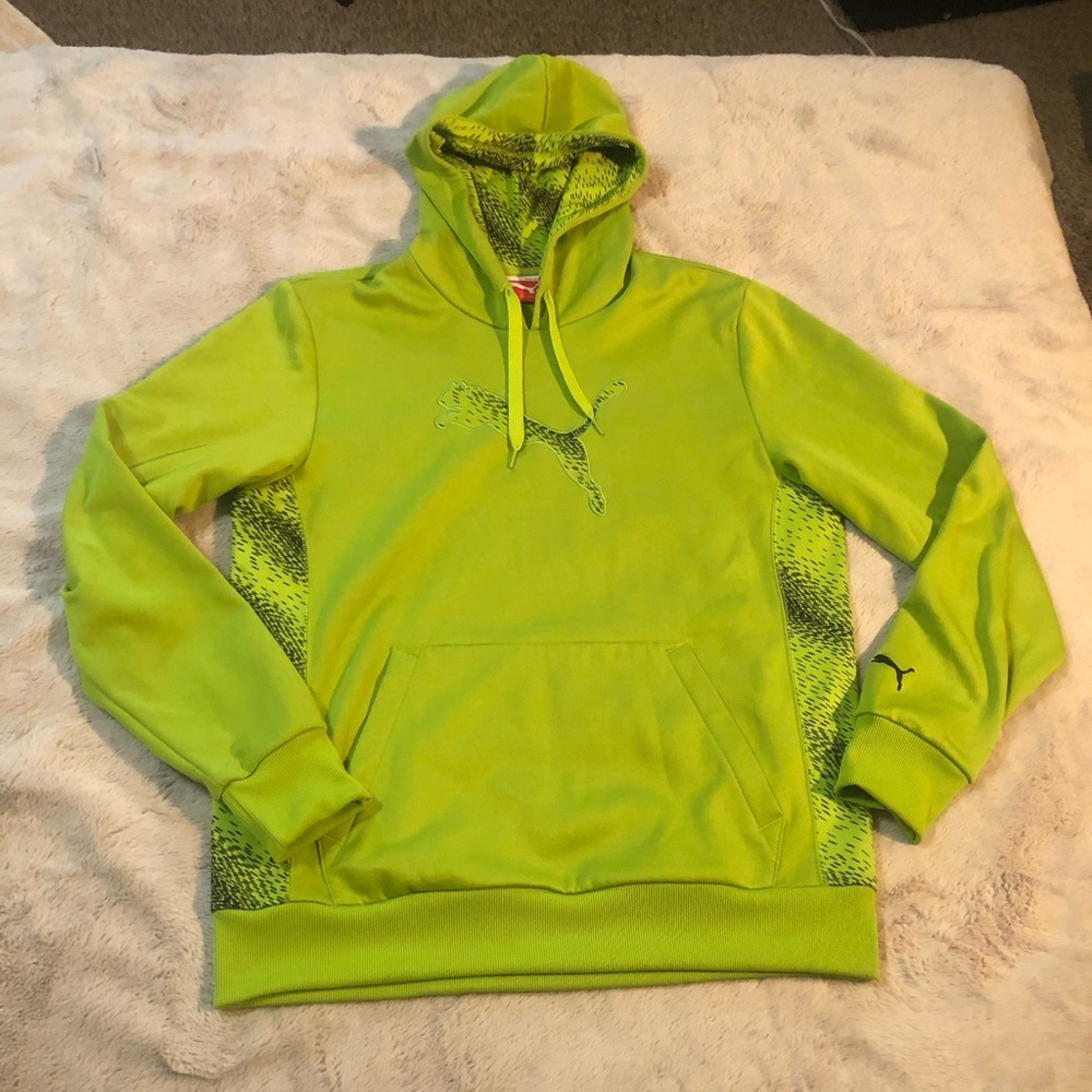 PUMA Womens Green Logo Brand Long Sleeve Pullover Hoodie Sweatshirt